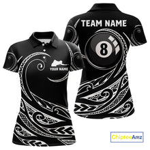 Load image into Gallery viewer, Black White 8 Ball Pool Tribal Billiard Shirt For Women Custom Billiard Team Jersey Polo &amp; 1/4 Zip TDM4411