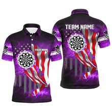 Load image into Gallery viewer, US Flag Dartboard Purple Galaxy Men Polo &amp; Quarter-Zip Shirts Custom Patriotic Darts League Jerseys TDM2558