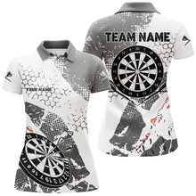 Load image into Gallery viewer, Retro Grey White Pattern Custom Darts Polo &amp; Quarter-Zip Shirts For Women, Grunge Darts Team Jerseys TDM2562