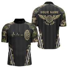 Load image into Gallery viewer, Green Camo Dartboard Pulse Heartbeat Custom Men Dart Shirts, Funny Wings Cool Dart Team Jerseys TDM3619