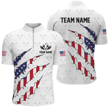 Load image into Gallery viewer, Personalized American Flag Darts Pattern Polo &amp; Quarter-Zip Shirts For Men, Patriotic Darts Jerseys TDM1675