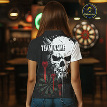 Load image into Gallery viewer, Personalized Grunge Skull Arrow Darts Shirt For Women Custom Darts Jersey Team Polo &amp; 1/4 Zip |Red TDM4247