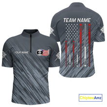 Load image into Gallery viewer, Personalized Billiard US Flag 9 Ball Pool Shirt For Men, Billiard Team Jersey Polo &amp; 1/4 Zip TDM4426
