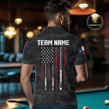 Load image into Gallery viewer, Personalized Texas American Flag Camo Billiard Shirt For Men Custom Patriotic Pool Team Jersey TDM5542