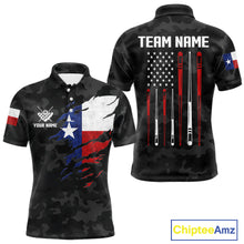 Load image into Gallery viewer, Personalized Texas American Flag Camo Billiard Shirt For Men Custom Patriotic Pool Team Jersey TDM5542