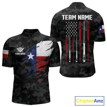Load image into Gallery viewer, Personalized Texas American Flag Camo Billiard Shirt For Men Custom Patriotic Pool Team Jersey TDM5542
