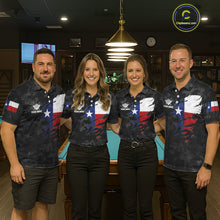Load image into Gallery viewer, Personalized Texas &amp; American Flag Camo Billiard Shirt For Men Custom Patriotic Pool Team Jersey TDM5543