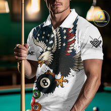 Load image into Gallery viewer, American Flag Eagle 8 Ball Pool Billiard Shirt For Men Custom Billiard Team Jersey Polo &amp; 1/4 Zip TDM5550