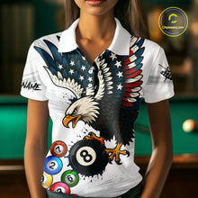 Load image into Gallery viewer, American Flag Eagle 8 Ball Pool Billiard Shirt For Women Custom Billiard Team Jersey Polo &amp; 1/4 Zip TDM5550