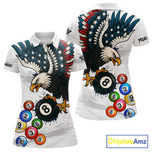 Load image into Gallery viewer, American Flag Eagle 8 Ball Pool Billiard Shirt For Women Custom Billiard Team Jersey Polo &amp; 1/4 Zip TDM5550