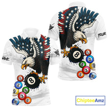 Load image into Gallery viewer, American Flag Eagle 8 Ball Pool Billiard Shirt For Men Custom Billiard Team Jersey Polo &amp; 1/4 Zip TDM5550