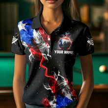 Load image into Gallery viewer, Personalize Puerto Rico Flag Smoke Billiard Shirt For Women Custom Patriotic 8 Ball Pool Team Jersey TDM0976