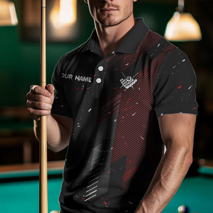 Grunge Black And Red 8 Ball Pool Lights Men's Billiard Shirts Custom Billiard Jersey Polo & 1/4 Zip TDM3780