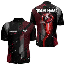 Load image into Gallery viewer, Grunge Black And Red 8 Ball Pool Lights Men's Billiard Shirts Custom Billiard Jersey Polo &amp; 1/4 Zip TDM3780