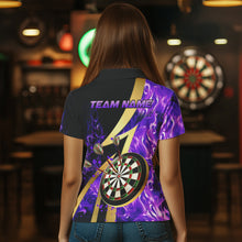 Load image into Gallery viewer, Personalized Purple And Gold Smoke Swirling Women Dart Shirts, Dart Team Shirts Custom Dart Jerseys TDM3784