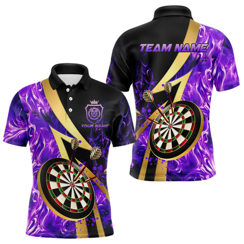 Personalized Purple And Gold Smoke Swirling Men Dart Shirts, Dart Team Shirts Custom Dart Jerseys TDM3784