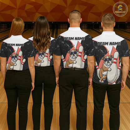 Personalized Funny Bulldog Bowling Shirts For Men Custom Bowling Team Jersey Polo & 1/4 Zip TDM6595