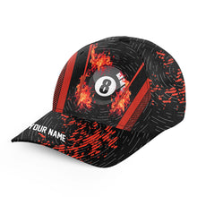 Load image into Gallery viewer, Personalized Grunge 8 Ball Pool Fire Billiard Hats Custom 3D Printed Red Billiard Baseball Cap TDM2099