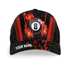 Load image into Gallery viewer, Personalized Grunge 8 Ball Pool Fire Billiard Hats Custom 3D Printed Red Billiard Baseball Cap TDM2099