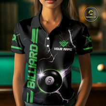 Load image into Gallery viewer, Personalized Green 8 Ball Thunder Lightning Billiard Shirt For Women Custom Pool Team League Jersey TDM4428