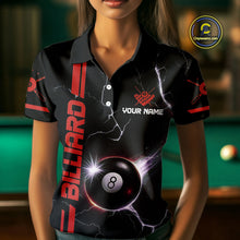 Load image into Gallery viewer, Personalized Red 8 Ball Thunder Lightning Billiard Shirt For Women Custom Pool Team League Jersey TDM4429