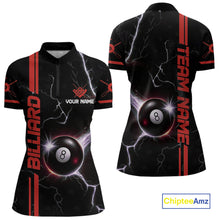 Load image into Gallery viewer, Personalized Red 8 Ball Thunder Lightning Billiard Shirt For Women Custom Pool Team League Jersey TDM4429