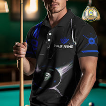 Load image into Gallery viewer, Personalized Blue 8 Ball Thunder Lightning Billiard Shirt For Men Custom Pool Team League Jersey TDM4430