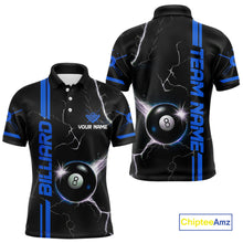 Load image into Gallery viewer, Personalized Blue 8 Ball Thunder Lightning Billiard Shirt For Men Custom Pool Team League Jersey TDM4430