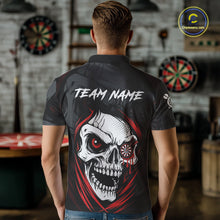 Load image into Gallery viewer, Personalized Funny Skull Darts Shirts For Men Custom Darts Jersey Team Polo &amp; Quarter Zip | Red TDM5295