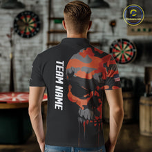 Load image into Gallery viewer, Orange Camouflage Skull Darts Shirt For Men Custom Patriotic US Flag Darts Jersey Polo &amp; 1/4 Zip TDM5298