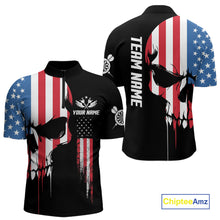 Load image into Gallery viewer, American Flag Skull Darts Shirt For Men Custom Patriotic Darts Jersey Team Polo &amp; 1/4 Zip TDM5299