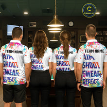 Load image into Gallery viewer, Colorful 8 Ball Crown Aim Shoot Swear Repeat Billiard Shirt For Men Custom Pool Team Jersey|White TDM5795