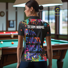Load image into Gallery viewer, Colorful 8 Ball Crown Aim Shoot Swear Repeat Billiard Shirt For Women Custom Pool Team Jersey|Black TDM5796
