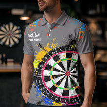 Load image into Gallery viewer, Funny Dartboards Colorful Paint Aim Shoot Swear Repeat Custom Men Darts Shirt, Dart Jerseys |Grey TDM3639