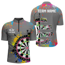 Load image into Gallery viewer, Funny Dartboards Colorful Paint Aim Shoot Swear Repeat Custom Men Darts Shirt, Dart Jerseys |Grey TDM3639