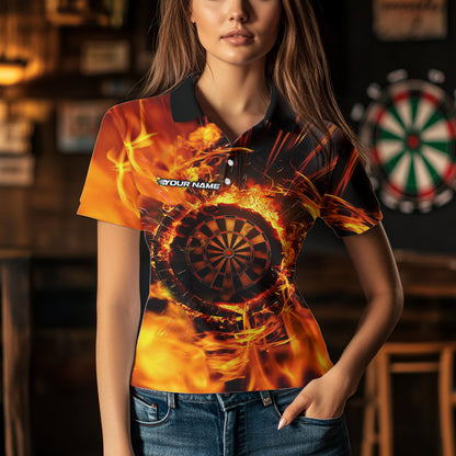 Orange Swirling Flame Dart Shirt For Women Custom Dart Jersey Pocket Option TDM3790