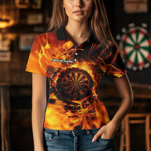 Load image into Gallery viewer, Orange Swirling Flame Dart Shirt For Women Custom Dart Jersey Pocket Option TDM3790