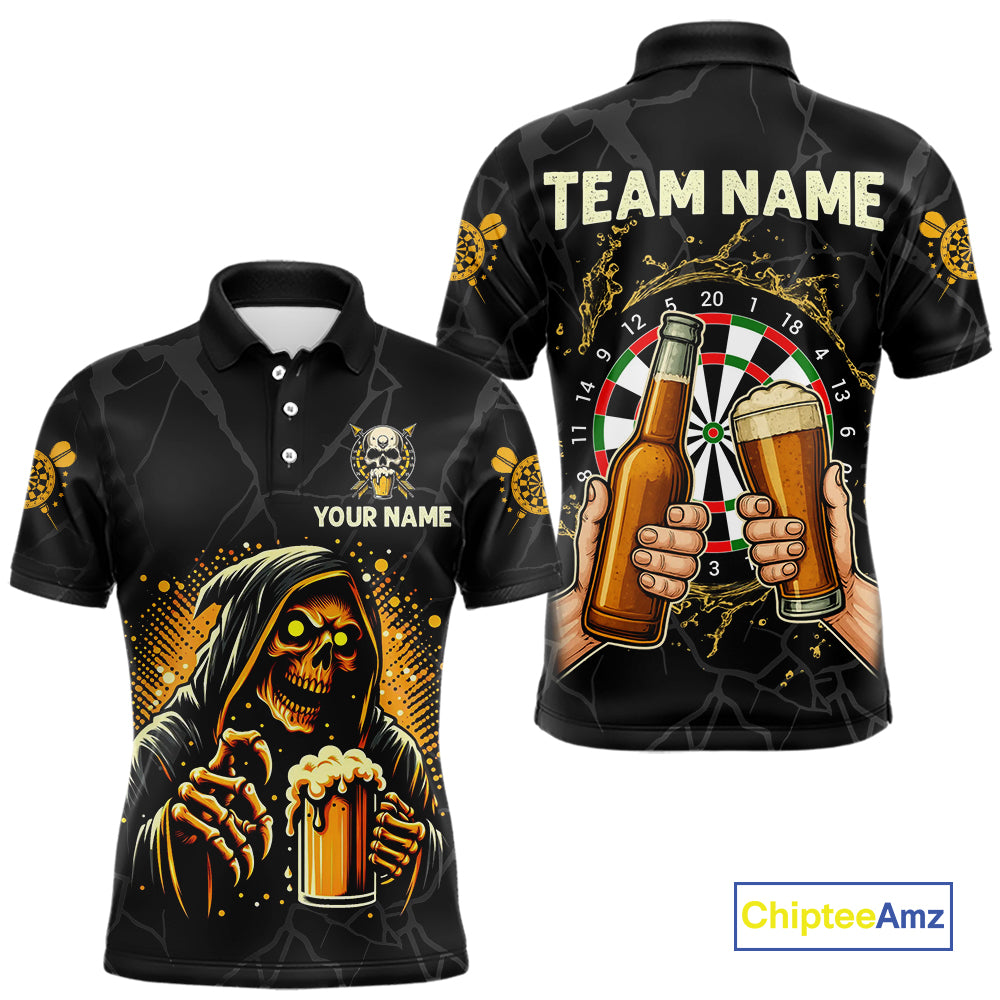 Funny Darts And Beer Grim Reaper Darts Shirt For Men Custom Drinking Darts Team Jersey Outfit TDM4879