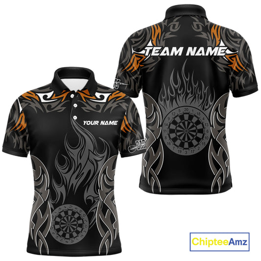 Personalized Darts Tournament Jerseys For Men Custom Dartboard Fire Flame Darts Shirts |Orange TDM5566