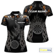 Load image into Gallery viewer, Personalized Darts Tournament Jerseys For Women Custom Dartboard Fire Flame Darts Shirts |Orange TDM5566