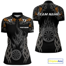 Load image into Gallery viewer, Personalized Darts Tournament Jerseys For Women Custom Dartboard Fire Flame Darts Shirts |Orange TDM5566