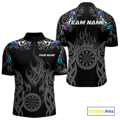 Personalized Darts Tournament Jersey For Men Custom Dartboard Fire Flame Darts Shirts |Holographic TDM5567