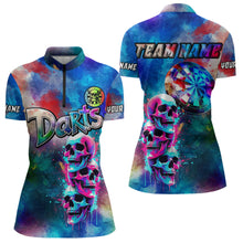Load image into Gallery viewer, Funny Colorful Neon Graffiti Skull Dart Shirts For Women Custom Dart Jerseys, Best Darts Clothing TDM3793