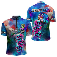 Load image into Gallery viewer, Funny Colorful Neon Graffiti Skull Dart Shirts For Men Custom Dart Jerseys, Best Darts Clothing TDM3793
