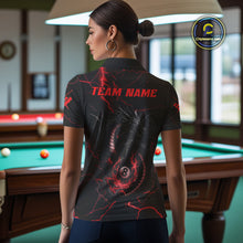 Load image into Gallery viewer, Black And Red 8 Ball Pool Lightning Custom Dragon Women's Billiard Shirts, Billiard Team Jerseys TDM4073