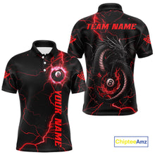 Load image into Gallery viewer, Black And Red 8 Ball Pool Lightning Custom Dragon Men's Billiard Shirts, Billiard Team Jerseys TDM4073
