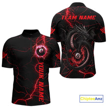 Load image into Gallery viewer, Black And Red 8 Ball Pool Lightning Custom Dragon Men's Billiard Shirts, Billiard Team Jerseys TDM4073