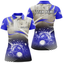 Load image into Gallery viewer, Personalized Blue Grunge Break 8 Ball Billiard Shirts For Women, Retro Team League Billiard Jerseys TDM2344