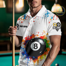 Load image into Gallery viewer, Funny 8 Ball &amp; 9 Ball Colorful Splash Billiard Shirt For Men Custom Billiard Team Jersey |White TDM5581