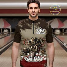 Load image into Gallery viewer, Funny Tornado Grunge Bowling Shirt For Men Custom Bowling Team Jersey Polo &amp; Quarter Zip Shirts TDM6203